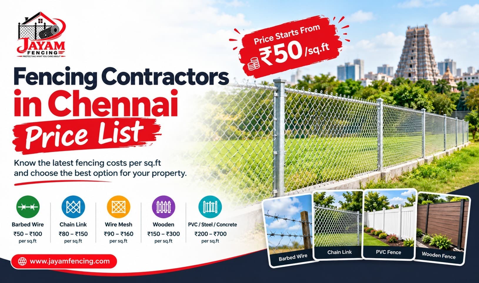 Fencing Contractors in Chennai Price List